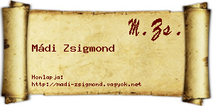 Mádi Zsigmond névjegykártya